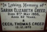 CREED Cecil Thomas -1970 & Sarah Elizabeth -1955