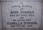 DORMAN John -1935 & Isabella -1946