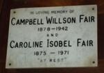 FAIR Campbell Willson 1878-1942 & Caroline Isobel 1875-1971