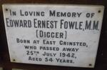 FOWLE Edward Ernest -1942