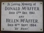 McAFFER Donald -1941 & Helen -1964