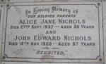 NICHOLS John Edward -1950 & Alice Jane -1937