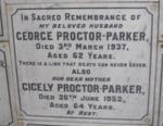 PARKER George, PROCTER -1937 &  Cicely -1952