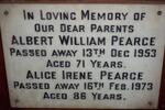 PEARCE Albert William -1953 & Alice Irene -1973