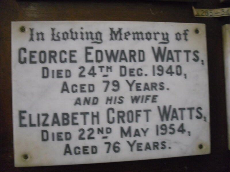 WATTS George Edward -1940 & Elizabeth Croft -1954