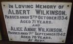 WILKINSON Albert -1934 & Alice Annie -1942