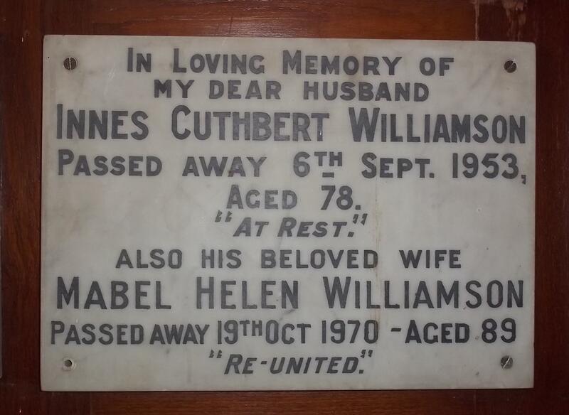 WILLIAMSON Innes Cuthbert -1953 & Mabel Helen -1970