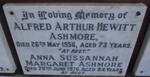 ASHMORE Alfred Arthur Hewitt -1956 & Anna Sussannah Margaret -1976
