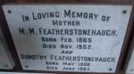 FEATHERSTONEHAUGH M.M. 1865-1952 :: FEATHERSTONEHAUGH Dorothy 1906-1967
