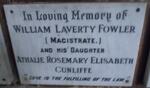 FOWLER William Laverty :: CUNLIFFE Athalie Rosemary Elisabeth nee FOWLER