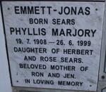 JONAS Phyllis Marjory, EMMETT nee SEARS 1908-1999