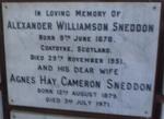 SNEDDON Alexander Williamson 1878-1951 & Agnes Hay Cameron 1879-1971