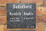 BADENHORST Hendrik 1925-2000 & Sophie 1931-