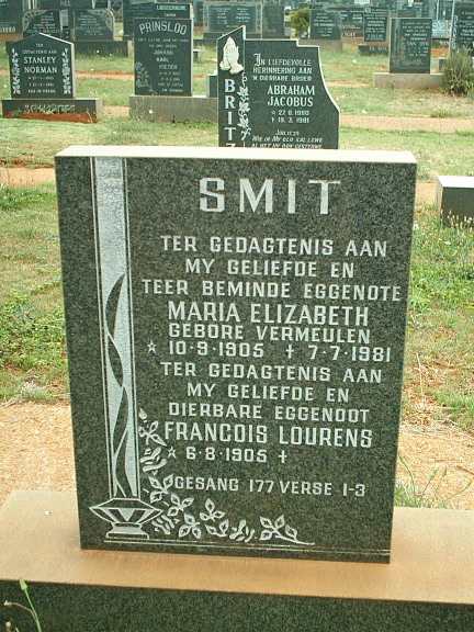 SMIT Francois Lourens 1905 & Maria Elizabeth VERMEULEN 1905-1981