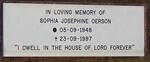 OERSON Sophia Josephine 1948-1997