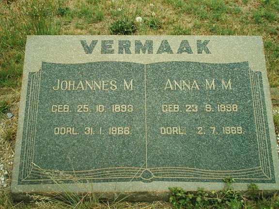 VERMAAK Johannes M. 1893-1966 & Anna M.M. 1898-1968