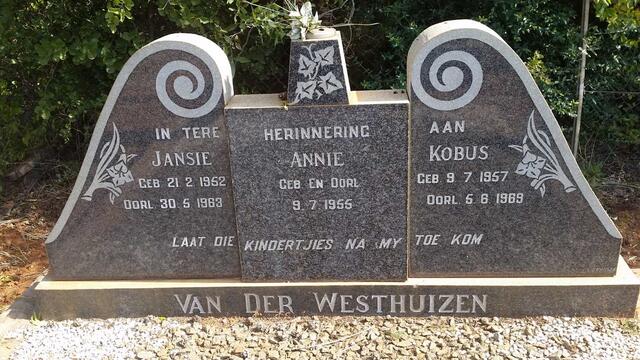 WESTHUIZEN Jansie, van der 1952-1963 :: VAN DER WESTHUIZEN Annie 1955-1955 :: VAN DER WESTHUIZEN Kobus 1957-1969