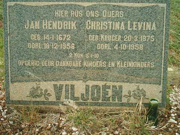 VILJOEN Jan Hendrik 1872-1958 & Christina Levina KRUGER 1875-1958