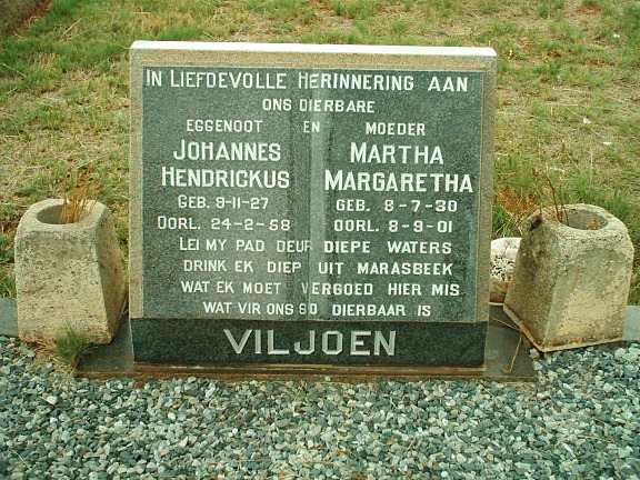 VILJOEN Johannes Hendrickus 1927-1958 & Martha Margaretha 1930-2001