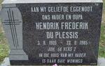 PLESSIS Hendrik Frederik, du 1905-1985