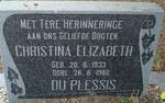 PLESSIS Christina Elizabeth, du 1933-1966