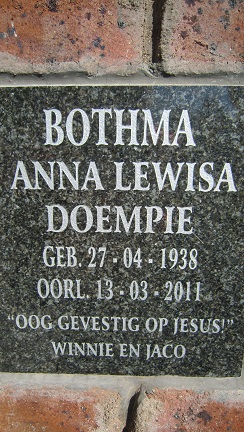 BOTHMA Anna Lewisa 1938-2011