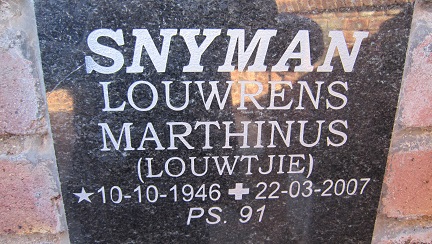 SNYMAN Louwrens Marthinus 1946-2007