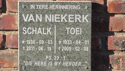 NIEKERK Schalk, van 1930-2011 & Toei 1933-2009