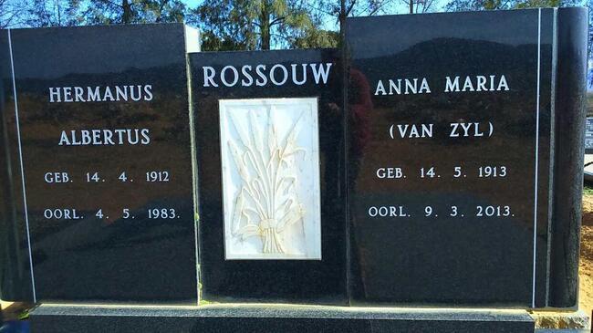 ROSSOUW Hermanus Albertus 1912-1983 & Anna Maria VAN ZYL 1913-2013