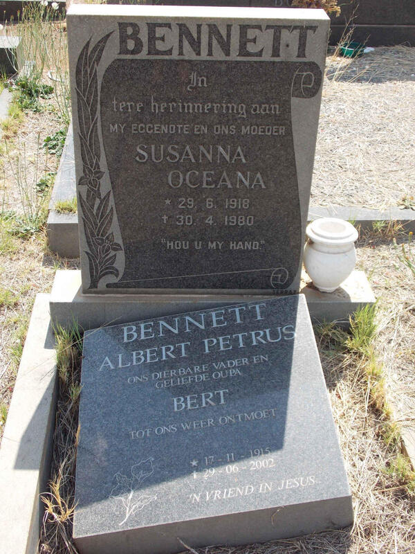 BENNETT Albert Petrus 1915-2002 & Susanna Oceana 1918-1980