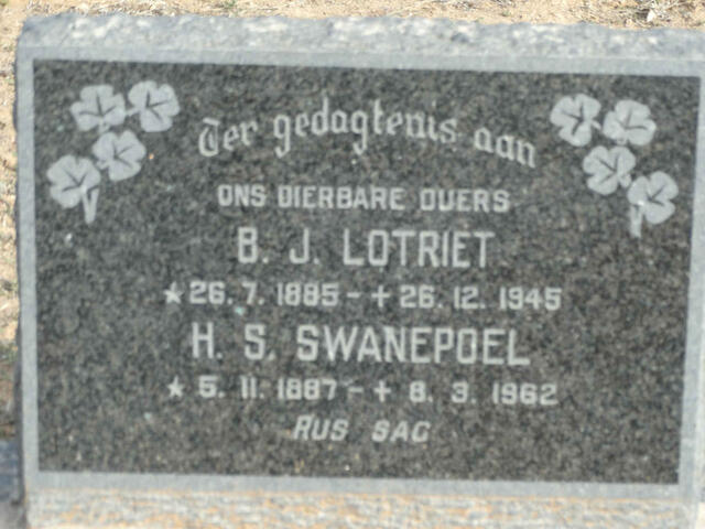 LOTRIET B.J. 1885-1945 & H.S. SWANEPOEL 1887-1962
