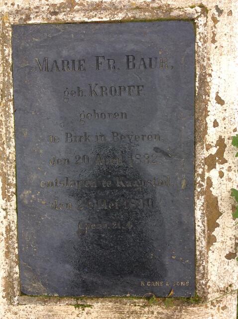 BAUR Marie Fr. nee KROPFF 1832-1890