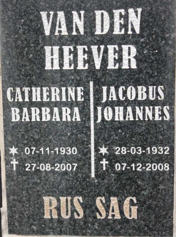 HEEVER Jacobus Johannes, van den 1932-2008 & Catherine Barbara 1930-2007
