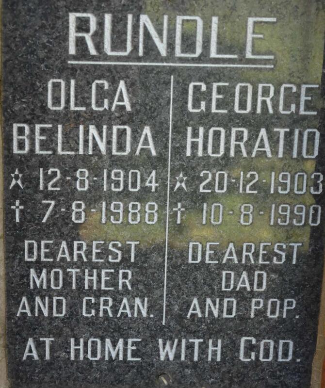 RUNDLE George Horatio 1903-1990 & Olga Belinda 1904-1988