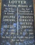 LOTTER Johannes Hermanus Lourens 1923-2004 & Johanna Adriana 1916-1988