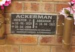 ACKERMAN Abraham J. 1925- & Hester J. 1929-2008