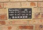 BAKKER Jan 1918-2011 & Gerrardina 1925-2003