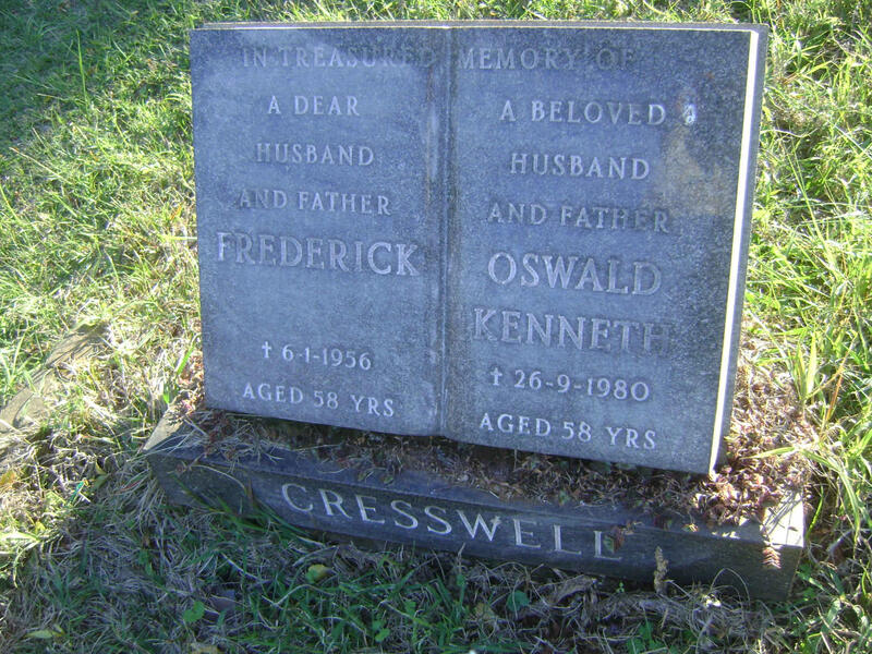 CRESSWELL Frederick -1956 & Oswald Kenneth -1980