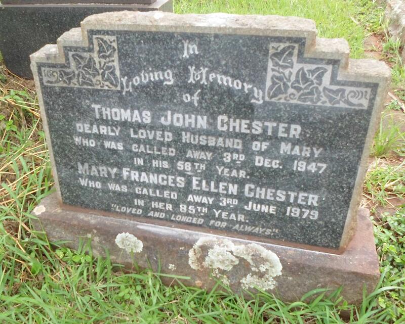 CHESTER Thomas John -1947 & Mary Frances Ellen -1979