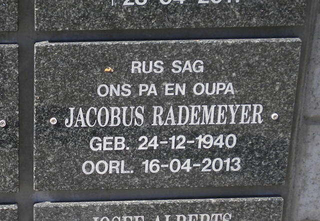 RADEMEYER Jacobus 1940-2013