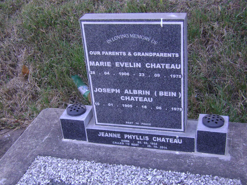 CHATEAU Joseph Albrin 1905-1978 & Marie Evelin 1906-1975 :: CHATEAU Jeanne Phyllis 1934-2014