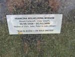 WINSON Francina Wilhelmina formerly BISSET formerly COCKROFT nee GREEFF 1926-2009