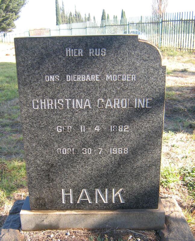 HANK Christina Caroline 1882-1968
