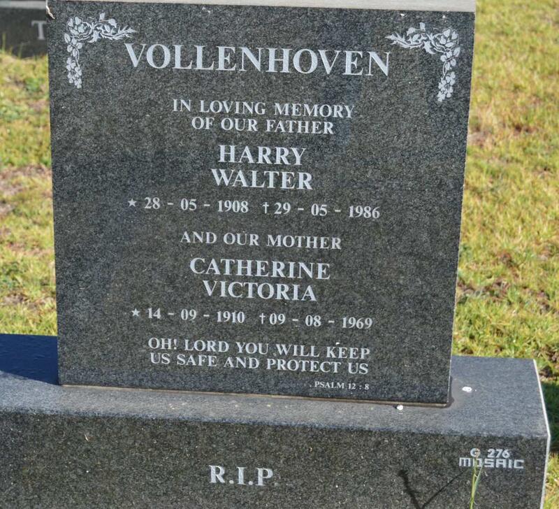 VOLLENHOVEN Harry Walter 1908-1986 & Catherine Victoria 1910-1969
