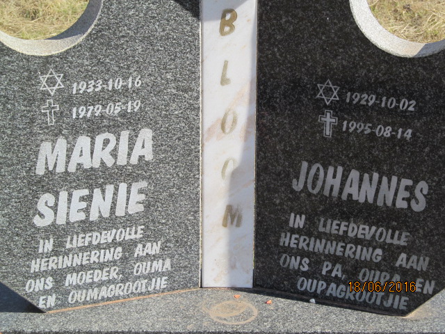 BLOOM Johannes 1929-1995 & Maria Sienie 1933-1979