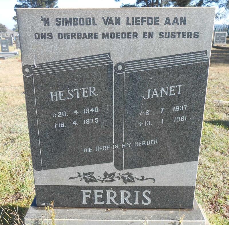 FERRIS Janet 1937-1981 :: FERRIS Hester 1940-1975