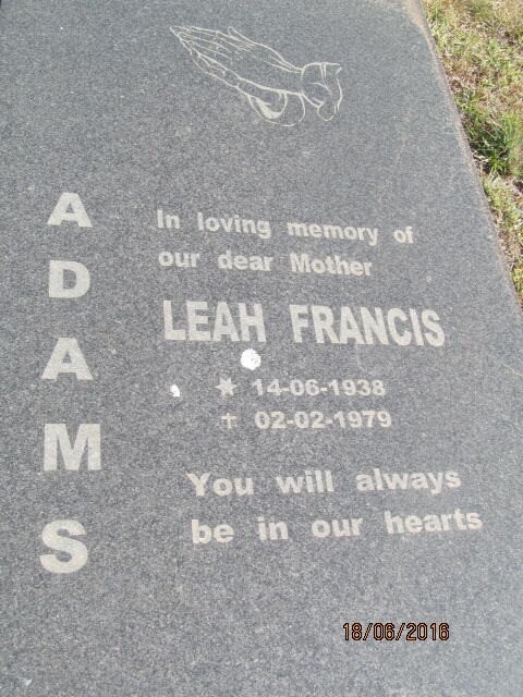 ADAMS Leah Francis 1938-1979