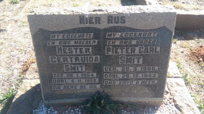 SMIT Pieter Carl 1900-1952 & Hester Gertruida 1904-1968