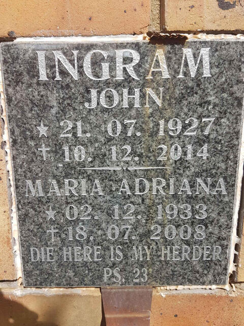 INGRAM John 1927-2014 & Maria Adriana 1933-2008