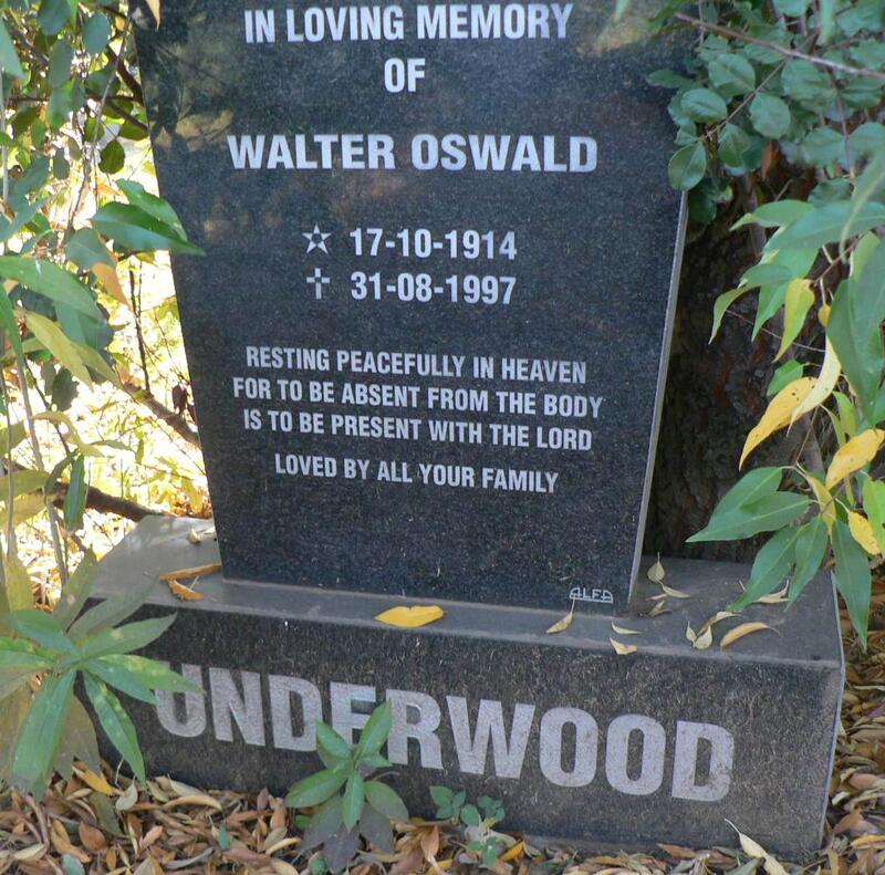 UNDERWOOD Walter Oswald 1914-1997